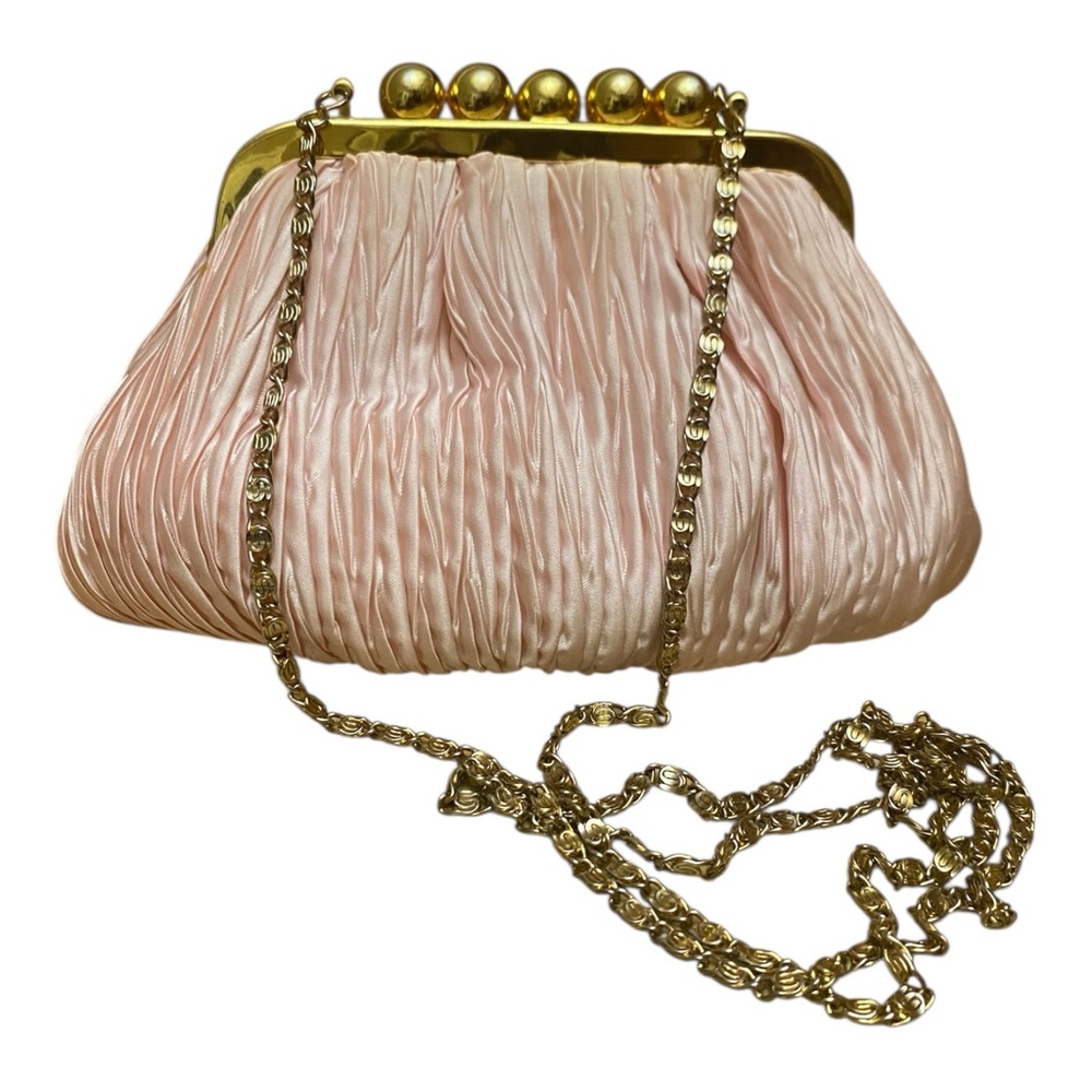 Carla Marchi Womens Blush Pink And Gold Small Clutch Purse Crossbody Vintage